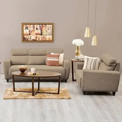 4. Home Centre Emily Fabric 5 Seater Sectional Sofa Set (Beige)