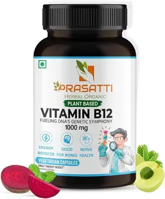 9. Prasatti Herbal Organic Plant Based Vitamin B12 Supplement