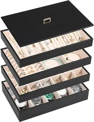 8. Voova Stackable Jewelry Organizer Tray with Lid