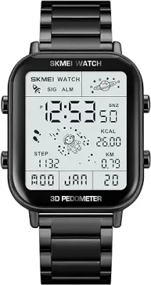 4. SKMEI Digital Watch Men's,Men's Ultra-Thin Digital Sports Watch LED Screen Super Waterproof Watch Men's Casual Stopwatch Alarm Clock Countdown Military Watch - 1888