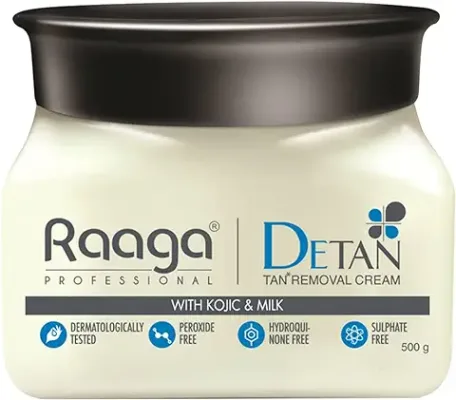 15. Raaga Professional De-Tan Pack | Tan Removal Cream with Kojic and Milk | Dermatologically Tested, Peroxide Free, Hydroquinone Free, Sulphate Free (500 gm)