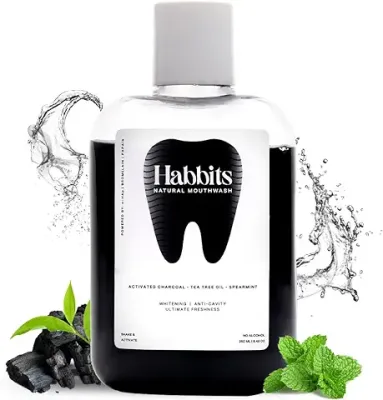 4. HABBITS Teeth-Whitening Charcoal & Spearmint Natural Mouthwash