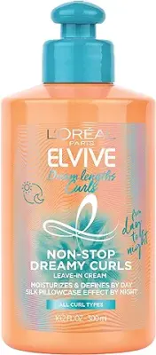 9. L'Oréal Paris Elvive Dream Lengths Curls Non-Stop Dreamy Curls leave-in conditioner, Paraben-Free with Hyaluronic Acid and Castor Oil. Best for wavy hair to coily hair, 10.2 fl oz