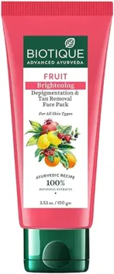 4. Biotique Fruit Brightening Depigmentation and Tan Removal Face Pack| Ayurvedic and Organically Pure| Tan Removal Face Pack for All Skin Types|100% Botanical Extracts| 100gm