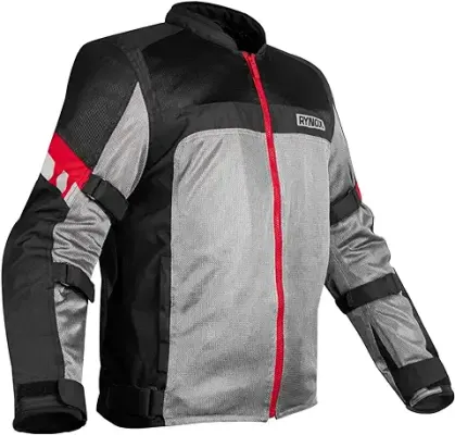15. Rynox Helium GT 2 Jacket - Mesh Motorcycle Riding Jacket with Impact Protection and Abrasion Resistance - Black Red | Large
