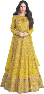 8. ASISA Sequence Embroidered Designer Anarkali Suit (Yellow)