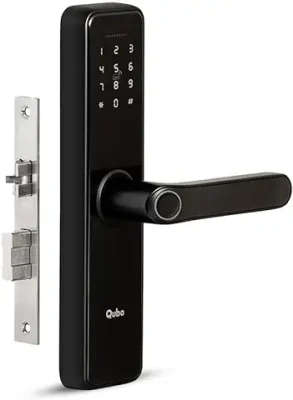 4. QUBO Smart Door Lock Essential from Hero Group | 5-Way Unlocking | Fingerprint | Pincode | RFID Card | Bluetooth Mobile App | Mechanical Key | OTP Access | 1 Year Brand Warranty | (Black)