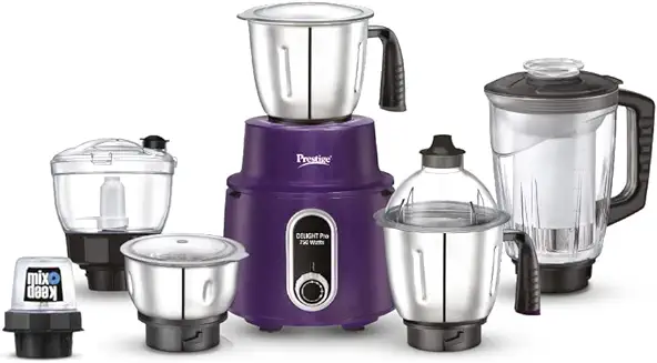 10. Prestige Delight Pro Mixer Grinder 750 W, 6 Jars, (1500 ml, 1000 ml, 1500 ml, 450 ml) (Purple)