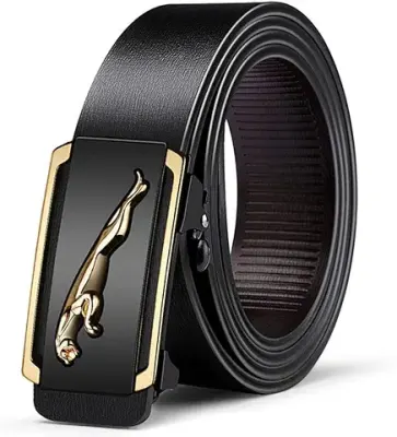 8. GUSTAVE Waist Belts for Men Fashion Black Mens Belt Slide Lock Leather Belt for Men