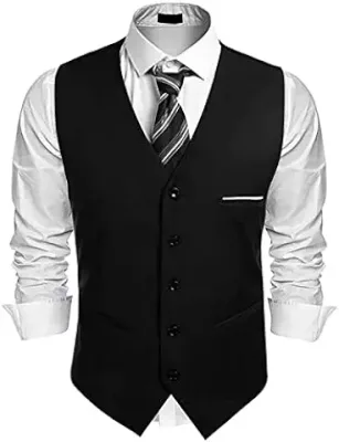 10. Generic Men's Business Suit Vest Slim Fit Dress Vest Wedding Waistcoat