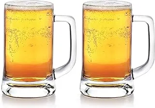 CELLO Stern Beer Glass Mug Set of 2, 350 ml | Beer Mugs Straight | Stern Mug Set for Juice, Beer, Beverages