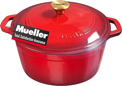 2. Mueller 6 Qt Enameled Cast Iron Dutch Oven