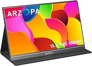 ARZOPA Portable Monitor, 15.6'' 1080P FHD Laptop Monitor USB C HDMI Computer Display HDR Eye Care External Screen w/Smart ...