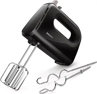 2. Philips HR3705/10 300 Watt Lightweight Hand Mixer, Blender with 5 speed control settings, stainless steel accessories and 2 years warranty(black color)