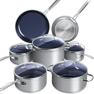 10. Nuwave Healthy Duralon Blue Ceramic Nonstick Cookware Set