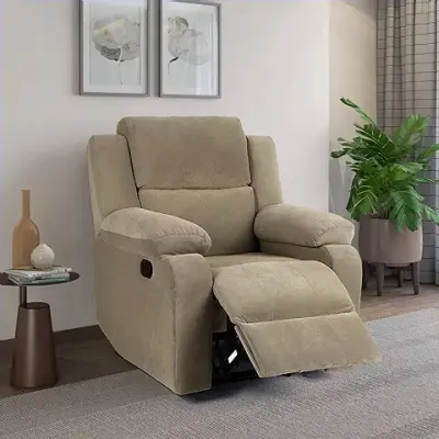 6. Green Soul Comfy Fabric Single Seater Recliner Chair (Brown) | Recliner Sofa for Relaxing at Home | 3-Year Manufacturer Warranty