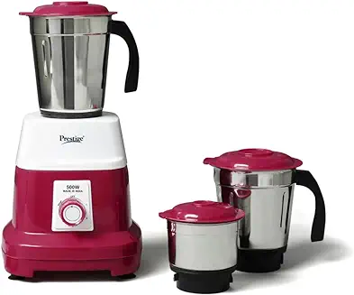 3. Prestige 500 Watts Orion Mixer Grinder with 3 Stainless Steel Jars |2 years warranty| Red & White