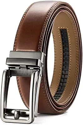 4. Contacts Genuine Leather Belt for Men with Easier Adjustable Autolock Buckle