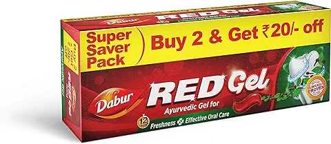 9. Dabur Red Gel Ayurvedic Toothpaste - 300g (150g x 2, Pack of 2) | Reduction in Bad Breath, Plaque & Gingivitis | Freshness with Protection | For Healthy Gums & Effective Dental Care