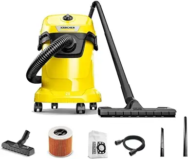12. KARCHER Wd 3 V-17/4/20 |17 litres Capacity|Blower Function|4 M Cable with 2 M Suction Hose| Efficient Cleaning Wet and Dry Vacuum Cleaner, Yellow