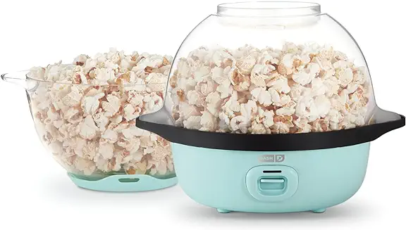 5. DASH SmartStoreTM Stirring Popcorn Maker, 3QT Hot Oil Electric Popcorn Machine with Clear Bowl, 12 Cups - Aqua