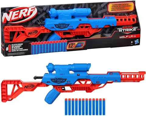3. Nerf Alpha Strike Wolf LR-1 Blaster with Targeting Scope, 12 Nerf Darts, Toys for Kids Teens and Adults, Fun Gift Toy for Boys, Birthday Gift Toy for Kids Ages 8+