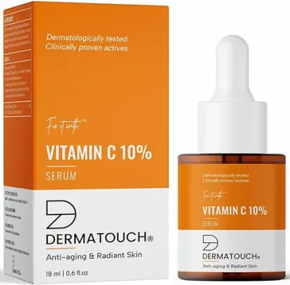 10. DERMATOUCH Vitamin C 10% Serum | For Anti-aging and Radiant Skin | For All Skin Types | For Both Men & Women | 18ML