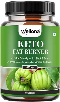 4. Wellona Keto Fat Burner 60 Capsules - 800MG | Weight Loss Supplement with Garcinia Cambogia, Green Coffee Beans Green Tea Extract Metabolism Booster, Arm, Thighs, Belly Fat Burner for Men & Women (Pack of 1)