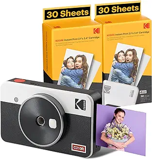 3. KODAK Mini Shot 2 Retro 4PASS 2-in-1 Instant Camera and Photo Printer (2.1x3.4 inches) + 68 Sheets Bundle, White