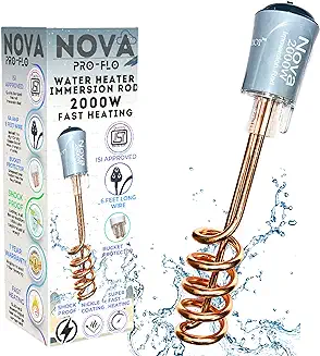 12. Nova Water Heater Rod for Home Shock Proof Immersion Heating Rod | TURBO HeatPro Technology for Rapid Heating | 2000w Copper Element | 6 Months Warranty |