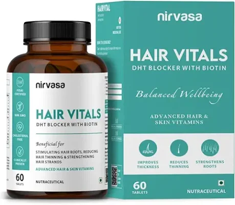 10. Nirvasa Hair Vitals DHT Blocker with Biotin Tablets