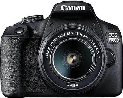 6. Canon EOS 1500D 24.1 Digital SLR Camera (Black) with EF S18-55 is II Lens