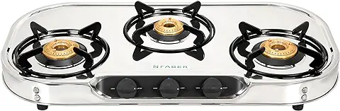 14. Faber high efficiency 3 Brass Burner gas stove|| Stainless Steel|| ISI Certified gas stove, Manual Ignition, (COOKTOP CRYSTAL 3BB SS) 2 year comprehensive warranty