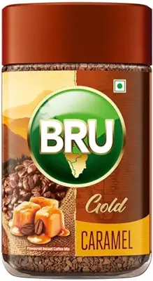 15. Bru Gold Caramel 100gram | Flavoured Instant Coffee | Flavourful Twist to Your Everyday Coffee | Made with Freeze-Dried Coffee | Makes 80 cups |Powder|Bottle