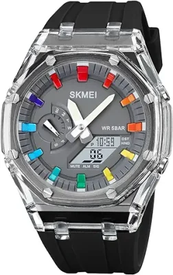8. SKMEI Men Watch Dual-Display Electronic Watch with Luminous 50m Waterproof Watch Fashion Mutifunctional Sports Watch for Men- 2100