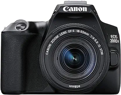 2. Canon EOS 200D II 24.1MP Digital SLR Camera + EF-S 18-55mm f4 is STM Lens (Black)