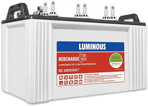 1. Luminous RedCharge RC 18000 ST 150AH Short Tubular Inverter Battery with 36 months warranty for Home, Office & Shops