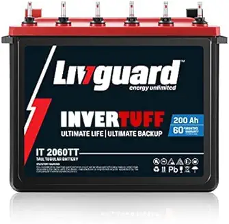 6. Livguard | Recyclable Inverter Battery for Small Office, Home and Small Shop | INVERTUFF | IT 2060TT, 200Ah | Long Life Battery | Tall Tubular Inverter Battery
