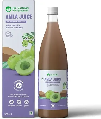 10. Dr. Vaidya's Amla Juice | Cold-Pressed | No Artificial Colours | Sugar Free| 100% Ayurvedic | For Healthy Skin & Hair, Protects from Hairfall | Improves Energy Levels & Immunity - 950ml