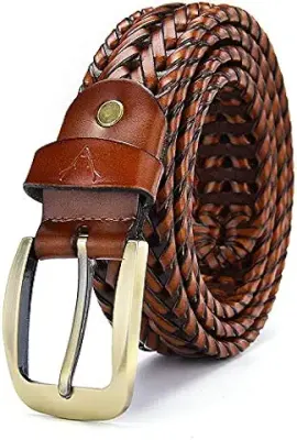 3. VOGARD Mens Braided Genuine Leather Original Branded Belt