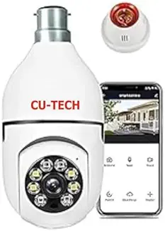13. CUTECH Wi-Fi Full Ultra HD CCTV Wireless Bulb Shape Camera 1080p V380 Pro Indoor 360 Smart Home Security Camera 24x7 Continuous Recording with Motion Sensor