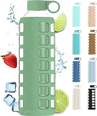 11. purifyou Premium 40/32 / 22/12 oz Glass Water Bottles