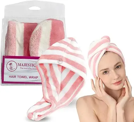 10. MAJESTIQUE Microfiber Hair Towel Wrap