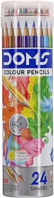 8. Doms 24 Shades Super Soft Color Pencils Round Tin Box