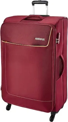 14. American Tourister Jamaica 80 Cms Large Check-in Polyester Soft Sided 4 Spinner Wheels Luggage (Wine Red)