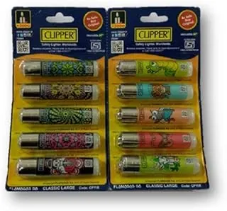 Clipper CP-11 Cigarette Gas Lighter (Mix Colors) - Pack of 5 PCs +1 Scented Pen(Multicolour)