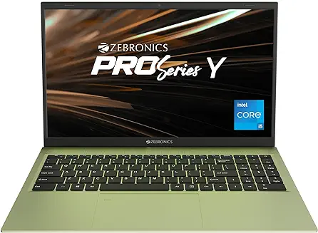 5. ZEBRONICS PRO Series Y NBC 2S, Intel Core 11th Gen i5 Processor (16GB RAM | 512GB SSD), 15.6-Inch (39.6 CM) IPS Display, (Ultra Slim | 38.5 Wh Large Battery | Windows 11 | Sage Green | 1.65 Kg)