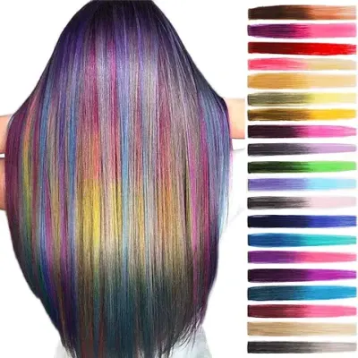 1. Gracious Mart Rainbow Color Hair Extensions
