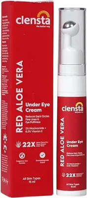 8. Clensta Red Aloe Vera Under Eye Cream With Niacinamide & Vitamin E | Reduces Dark Circles, Fine Lines & Eye Puffiness | For Men & Women - 15ml
