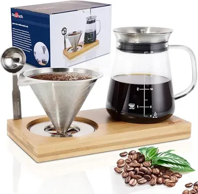 15. Aquach Pour Over Coffee Maker Set with Extra Large Coffee Dripper